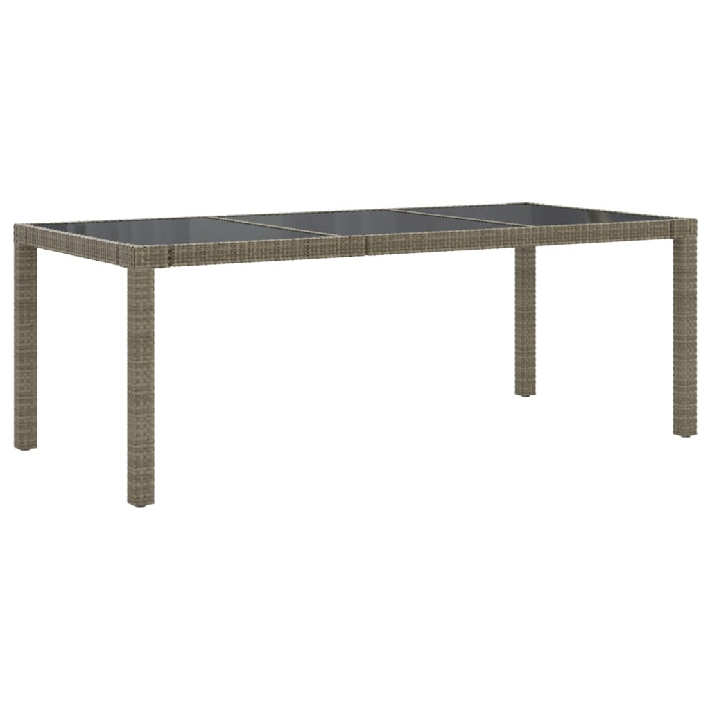 Tuintafel 190X90X75 Cm Gehard Glas En Poly Rattan Grijs