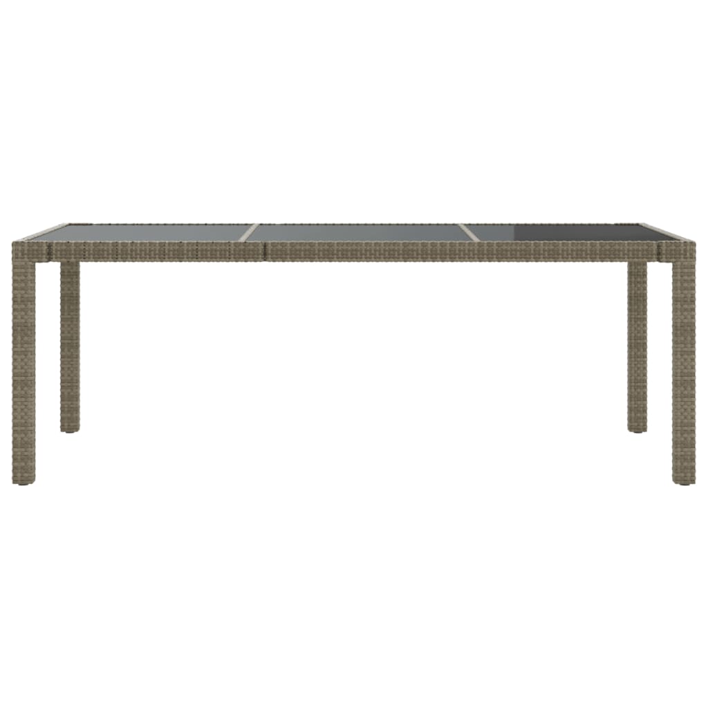Tuintafel 190X90X75 Cm Gehard Glas En Poly Rattan Grijs