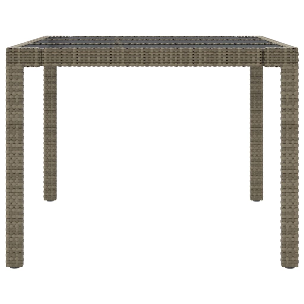 Tuintafel 190X90X75 Cm Gehard Glas En Poly Rattan Grijs