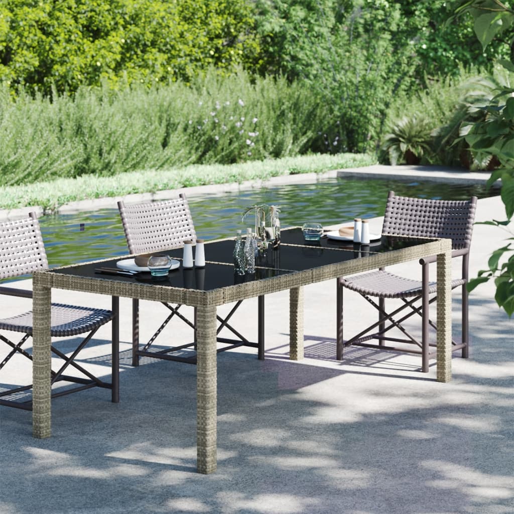 Tuintafel 190X90X75 Cm Gehard Glas En Poly Rattan Grijs