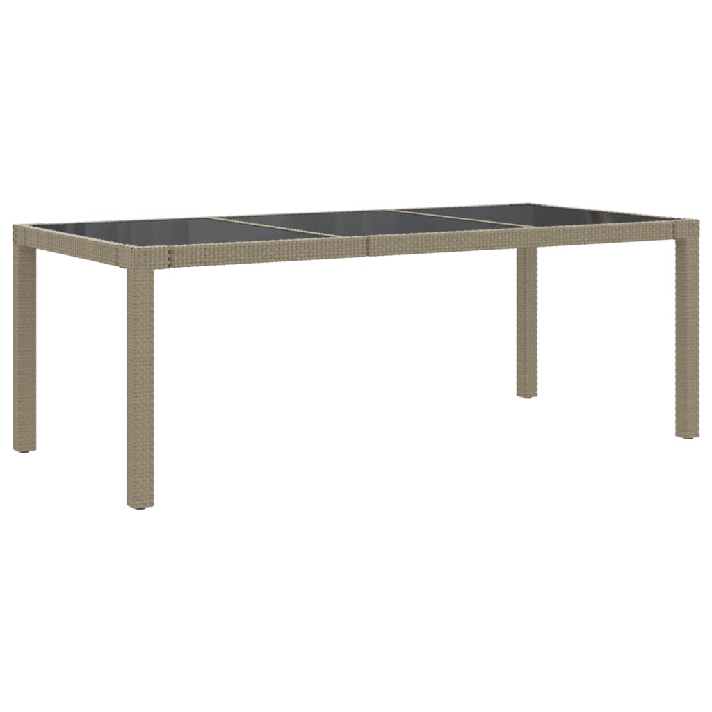 Tuintafel 190X90X75 Cm Gehard Glas En Poly Rattan Beige