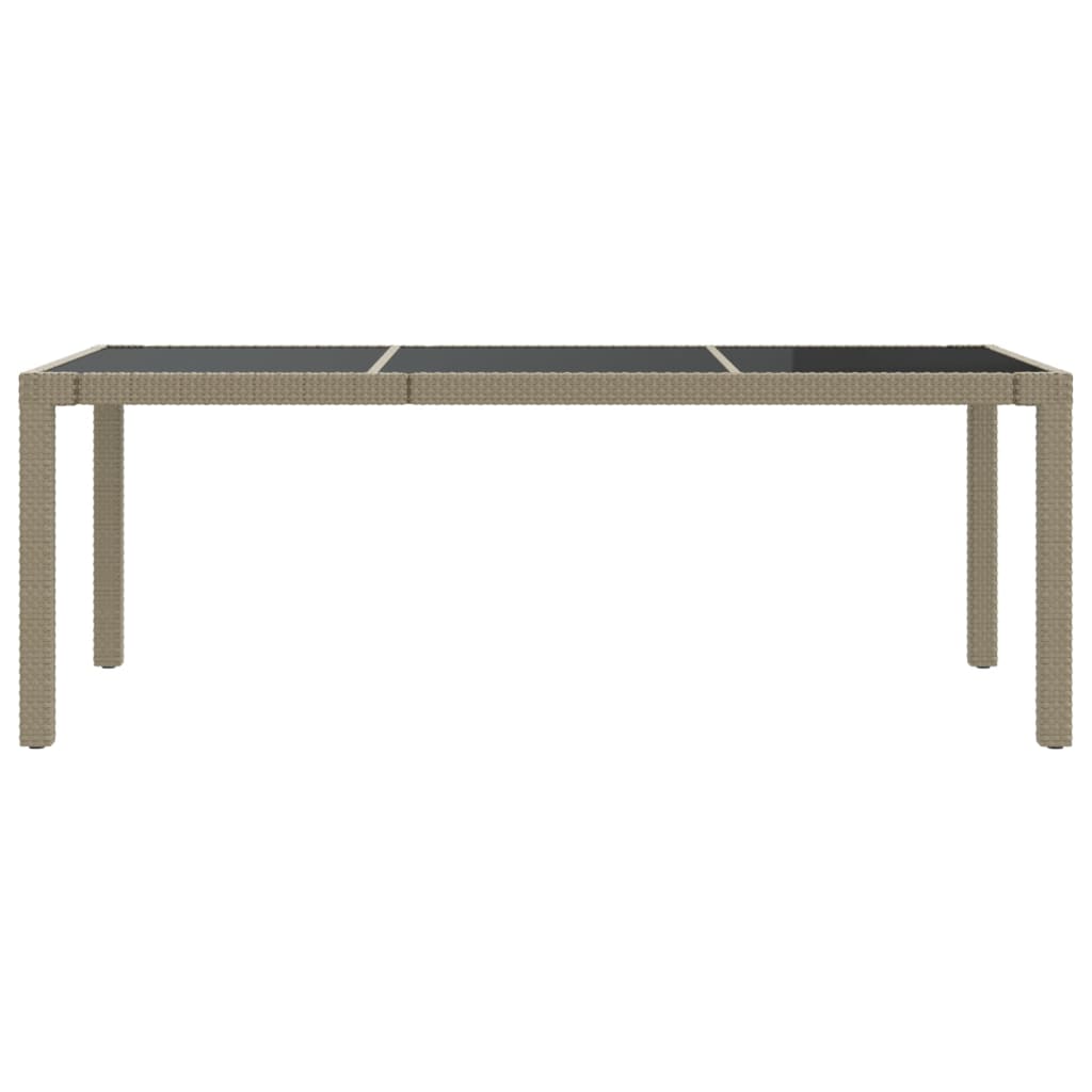 Tuintafel 190X90X75 Cm Gehard Glas En Poly Rattan Beige