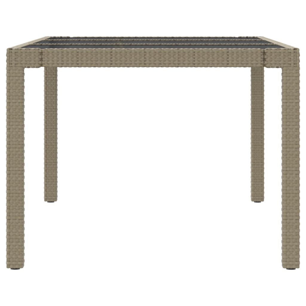 Tuintafel 190X90X75 Cm Gehard Glas En Poly Rattan Beige