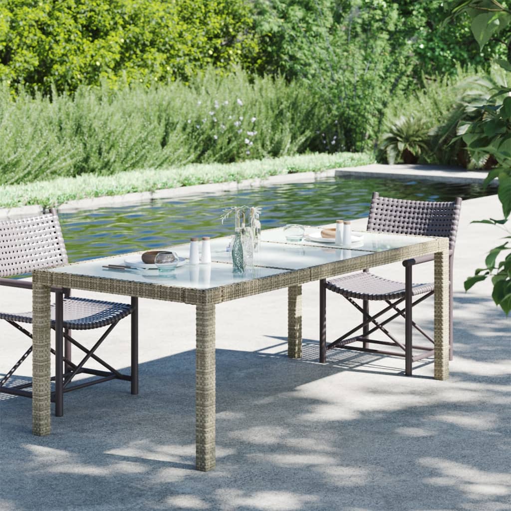 Tuintafel 190X90X75 Cm Gehard Glas En Poly Rattan Beige