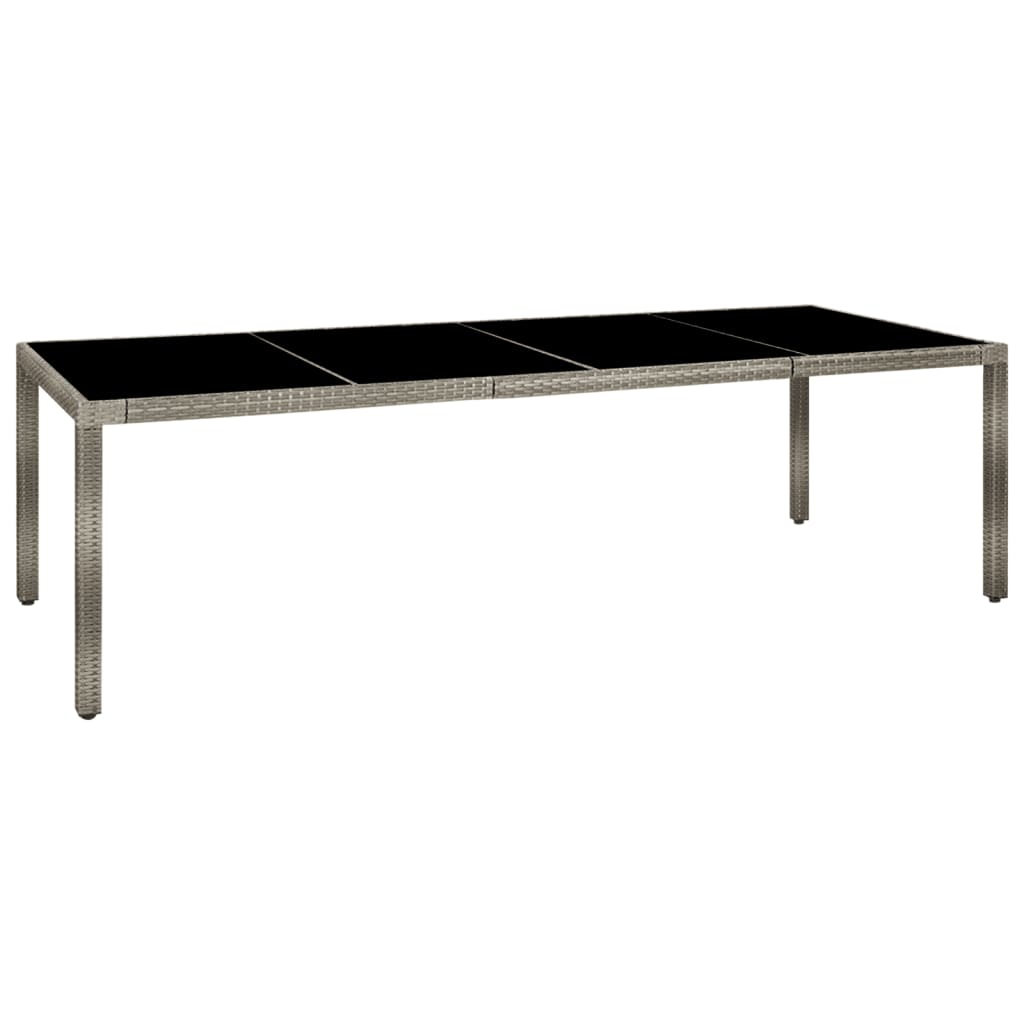 Tuintafel 250X100X75 Cm Gehard Glas En Poly Rattan Grijs