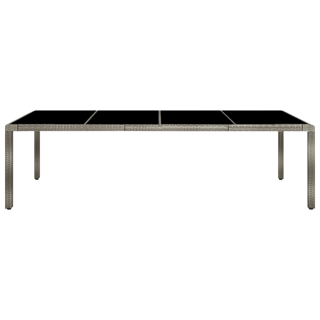 Tuintafel 250X100X75 Cm Gehard Glas En Poly Rattan Grijs