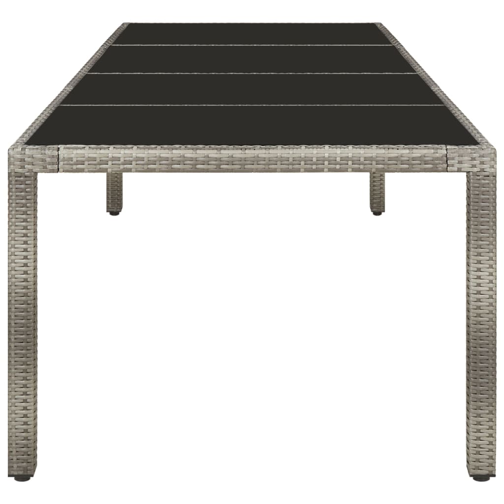 Tuintafel 250X100X75 Cm Gehard Glas En Poly Rattan Grijs