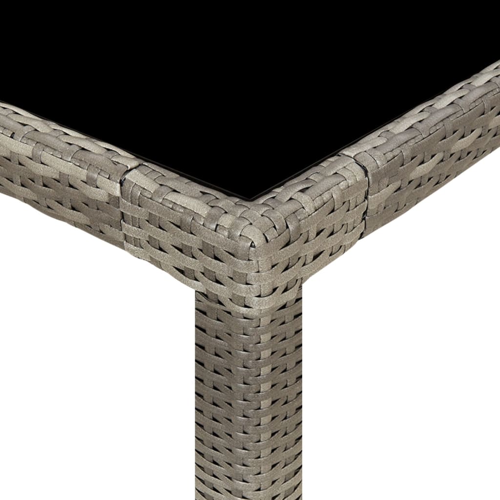 Tuintafel 250X100X75 Cm Gehard Glas En Poly Rattan Grijs