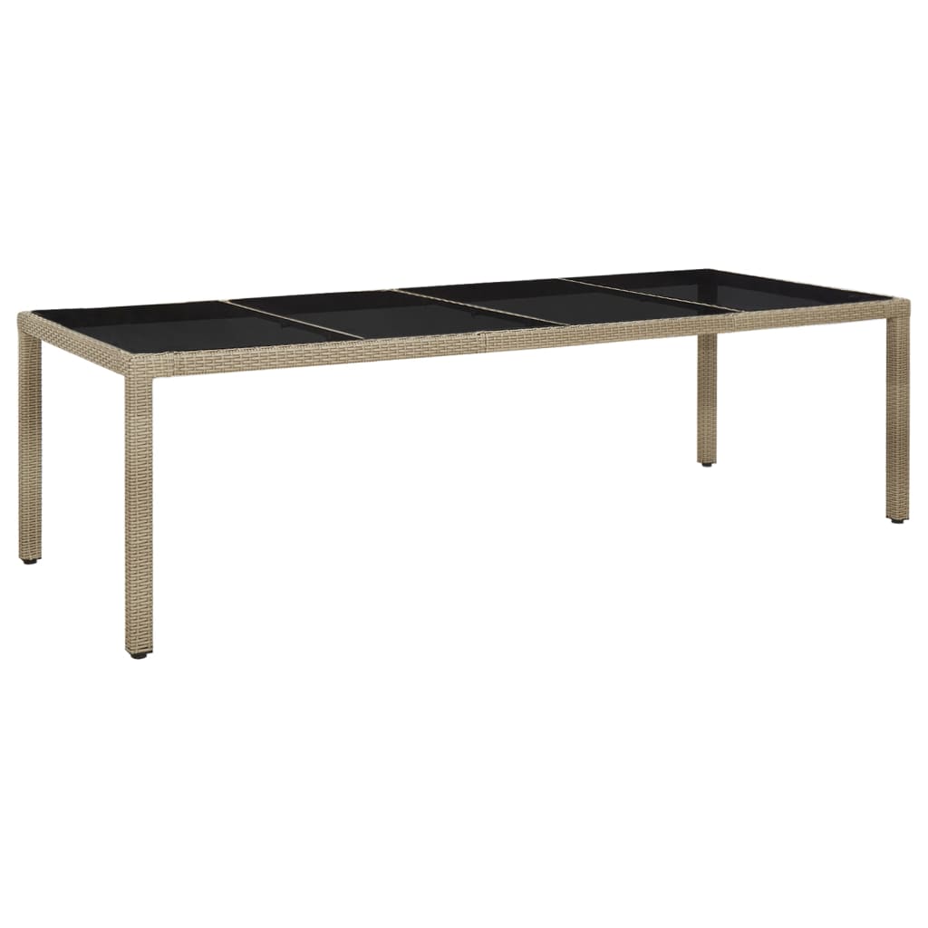 Tuintafel 250X100X75 Cm Gehard Glas En Poly Rattan Beige