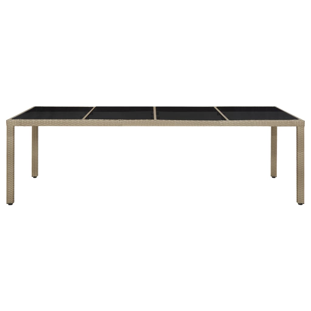 Tuintafel 250X100X75 Cm Gehard Glas En Poly Rattan Beige