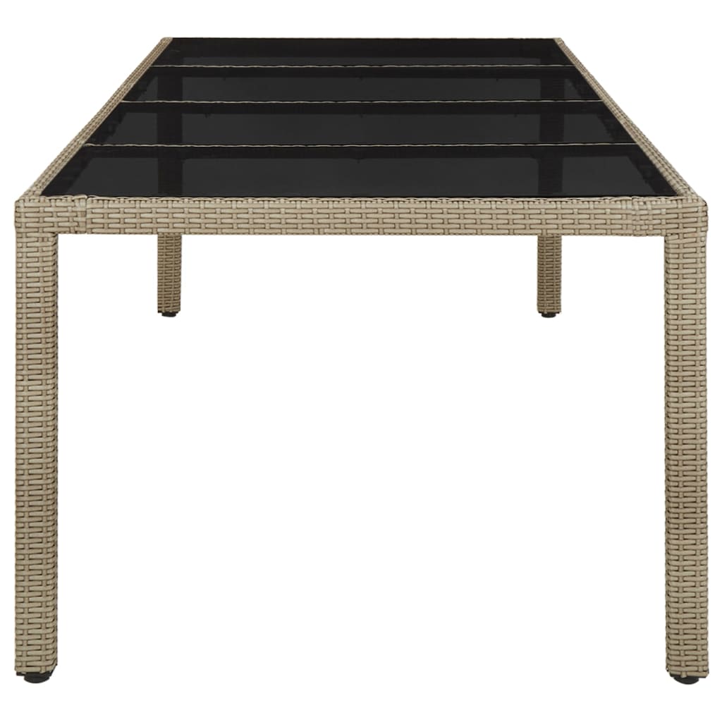 Tuintafel 250X100X75 Cm Gehard Glas En Poly Rattan Beige