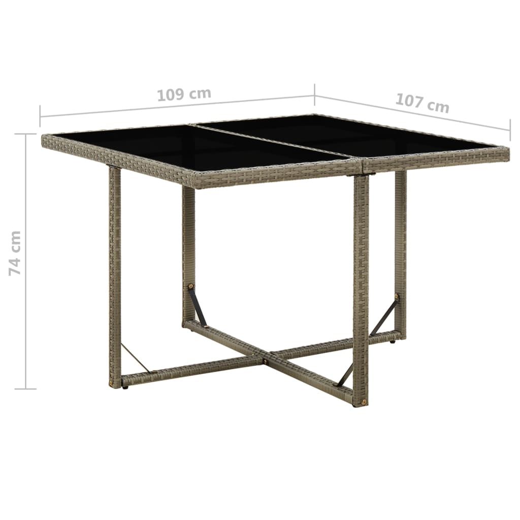 Tuintafel 109X107X74 Cm Poly Rattan En Glas Grijs