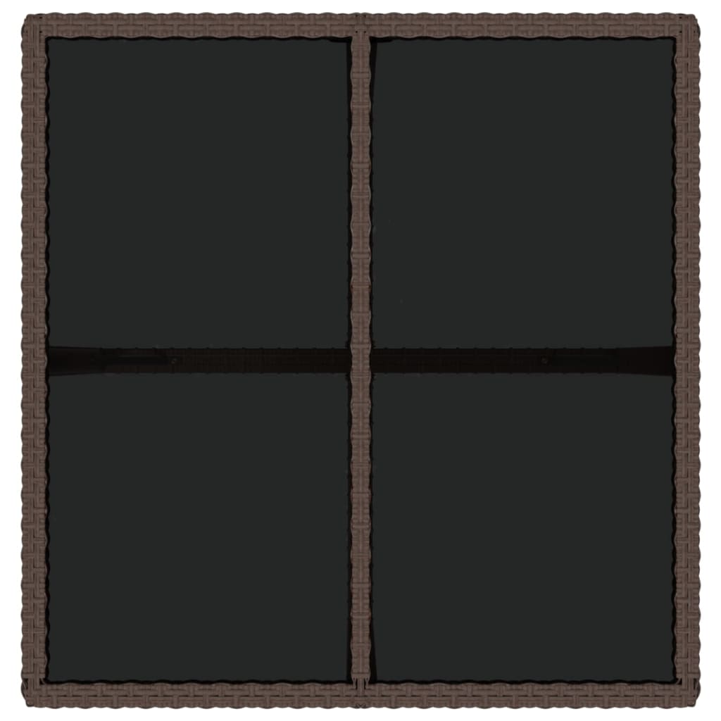 Tuintafel 109X107X74 Cm Poly Rattan En Glas Bruin