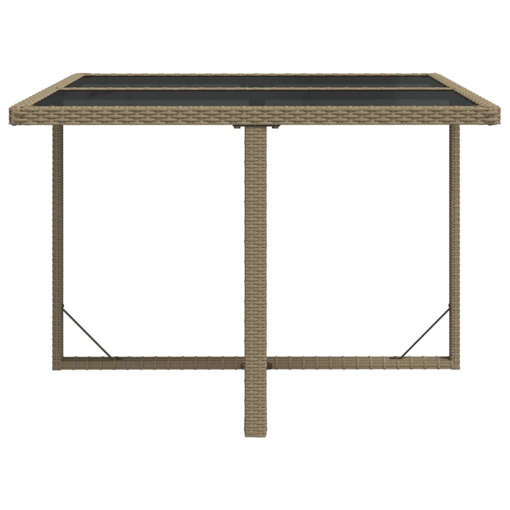 Tuintafel 109X107X74 Cm Poly Rattan En Glas Beige