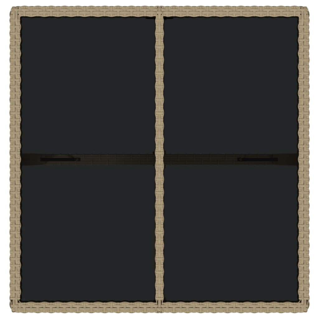 Tuintafel 109X107X74 Cm Poly Rattan En Glas Beige