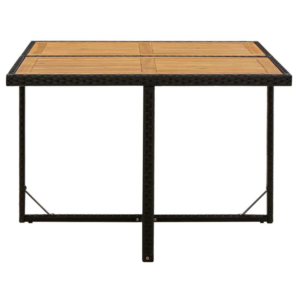 Tuintafel 109X107X74 Cm Poly Rattan En Massief Acaciahout Zwart