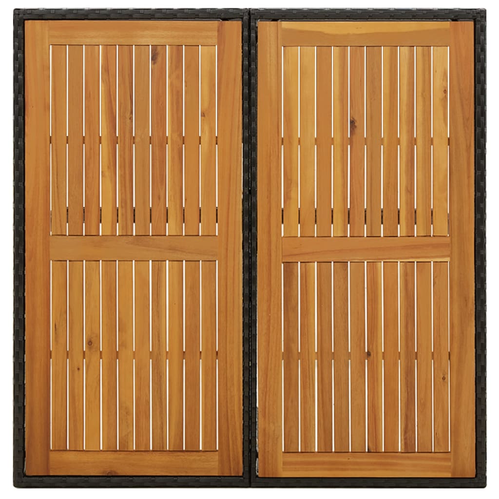 Tuintafel 109X107X74 Cm Poly Rattan En Massief Acaciahout Zwart