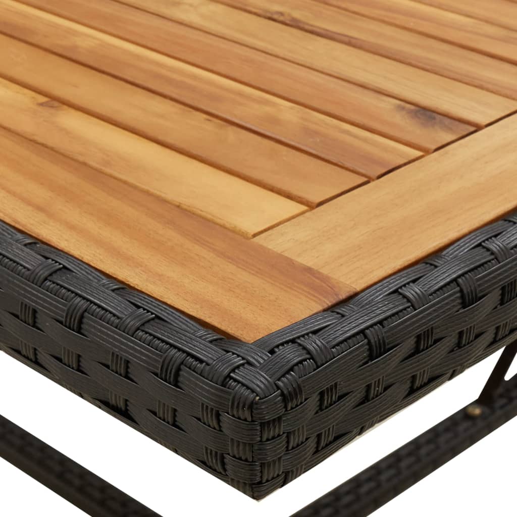 Tuintafel 109X107X74 Cm Poly Rattan En Massief Acaciahout Zwart