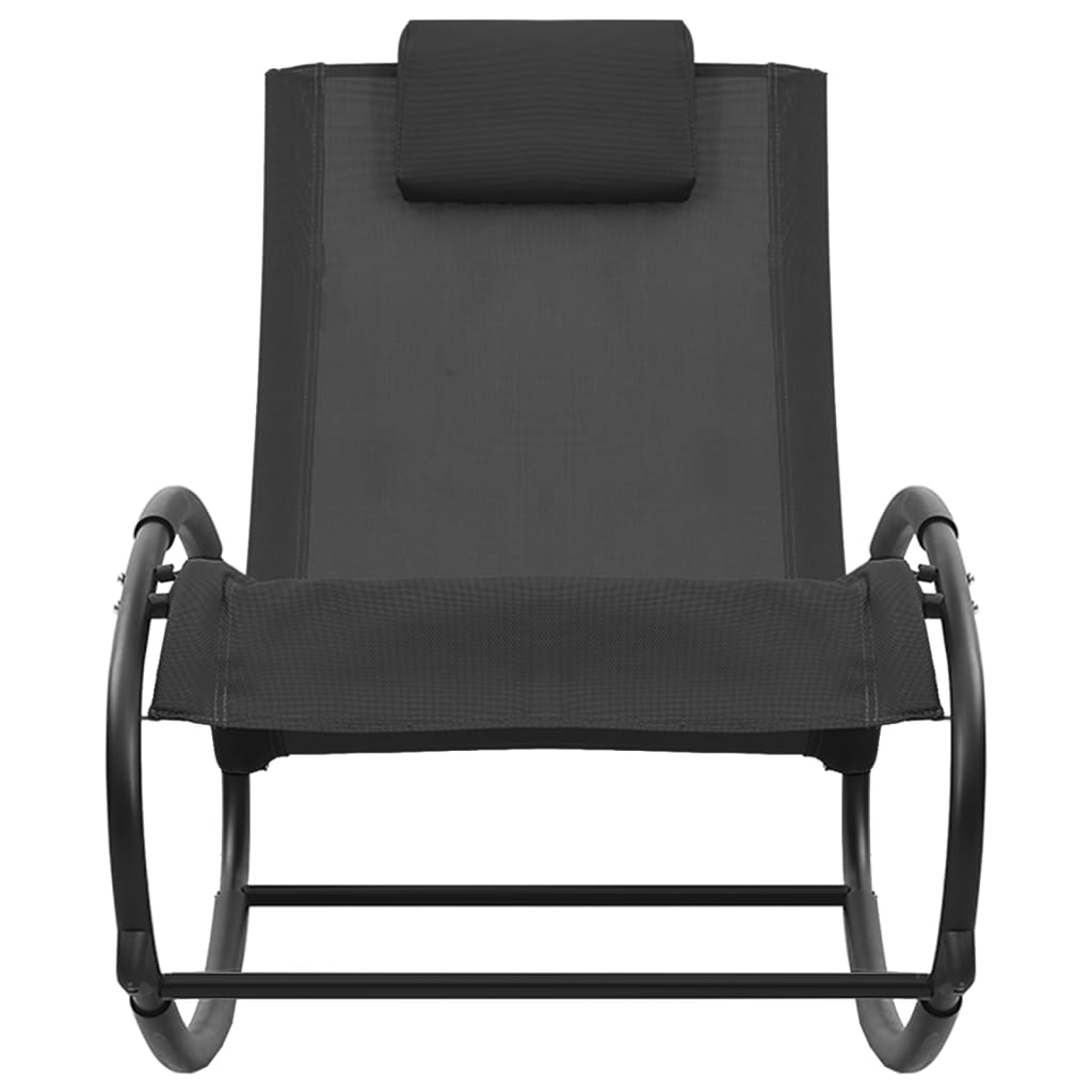 Ligbed Met Kussen Staal En Textileen Zwart