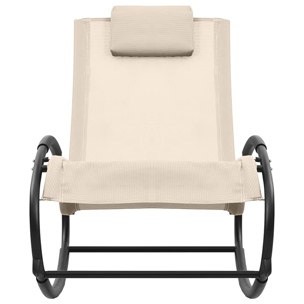 Ligbed Met Kussen Staal En Textileen Crèmekleurig