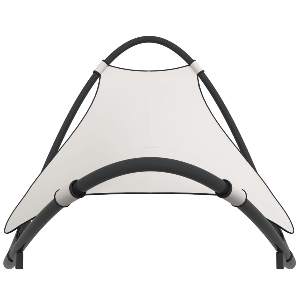 Schaukelliege mit Rädern aus Stahl und Textilene-Stoff in Creme