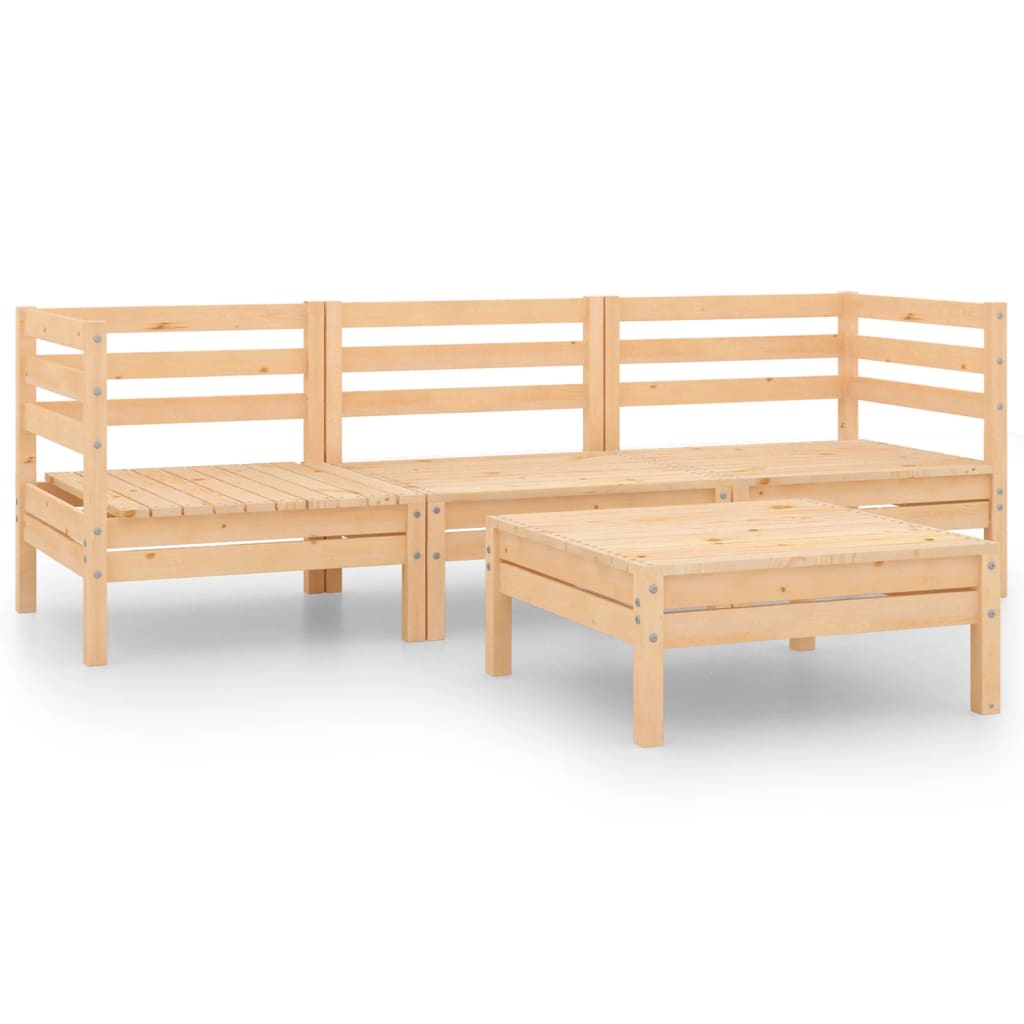 4-Delige Loungeset Massief Grenenhout