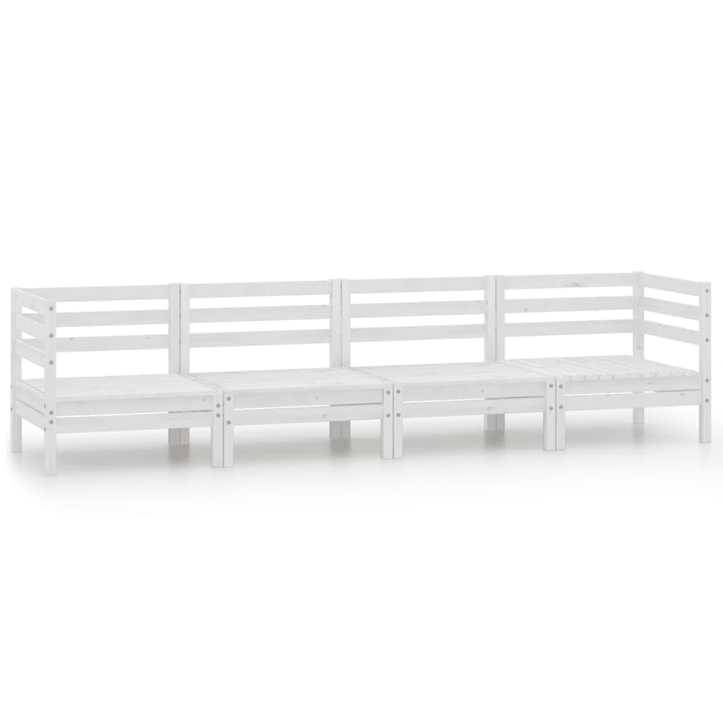 4-Delige Loungeset Massief Grenenhout Wit