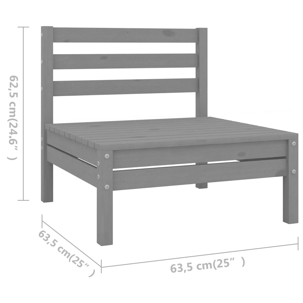 8-Delige Loungeset Massief Grenenhout Grijs