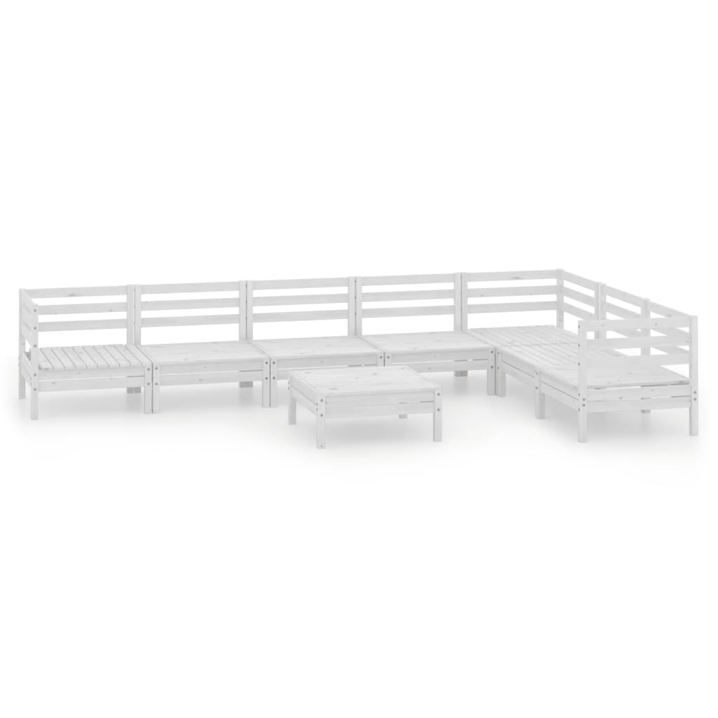 8-teiliges Lounge-Set aus massivem Kiefernholz weiß