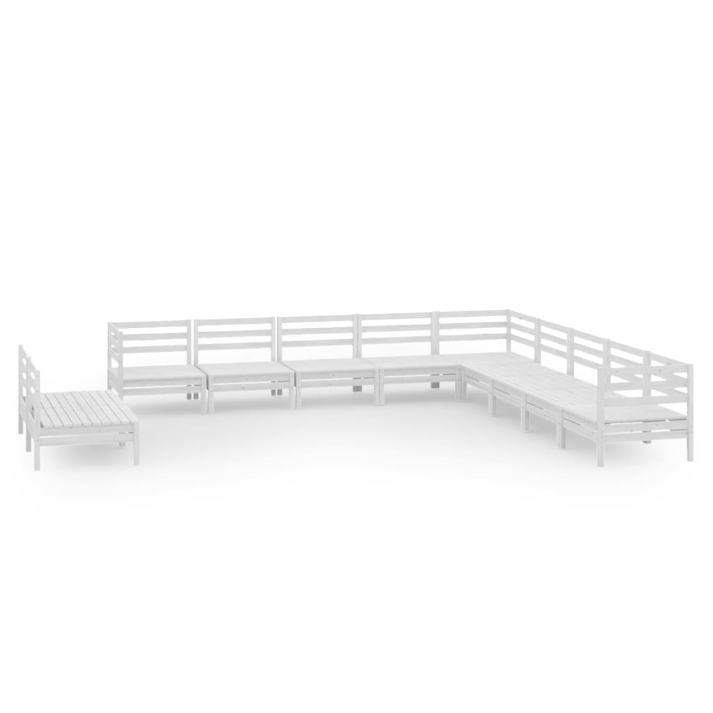 11-Delige Loungeset Massief Grenenhout Wit