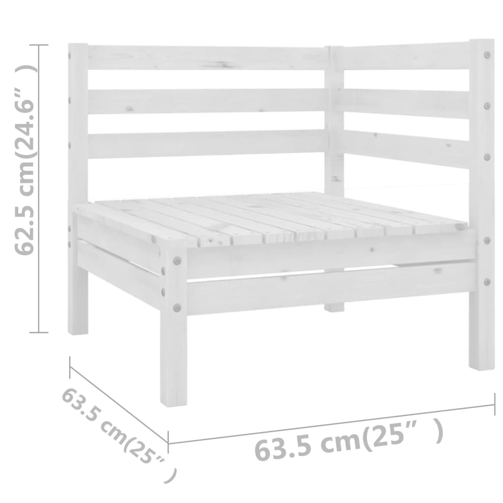 13-teiliges Lounge-Set aus massivem Kiefernholz weiß