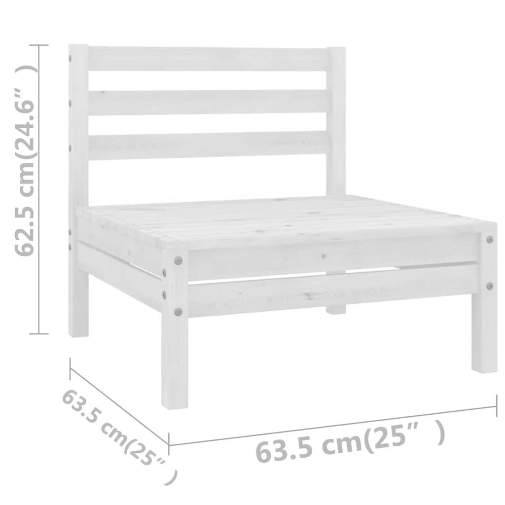 13-teiliges Lounge-Set aus massivem Kiefernholz weiß