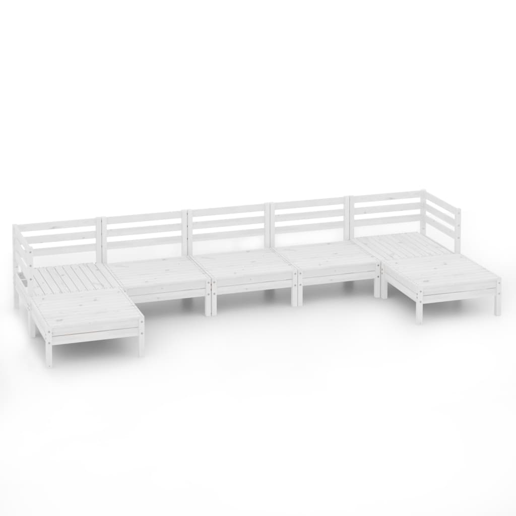 7-Delige Loungeset Massief Grenenhout Wit