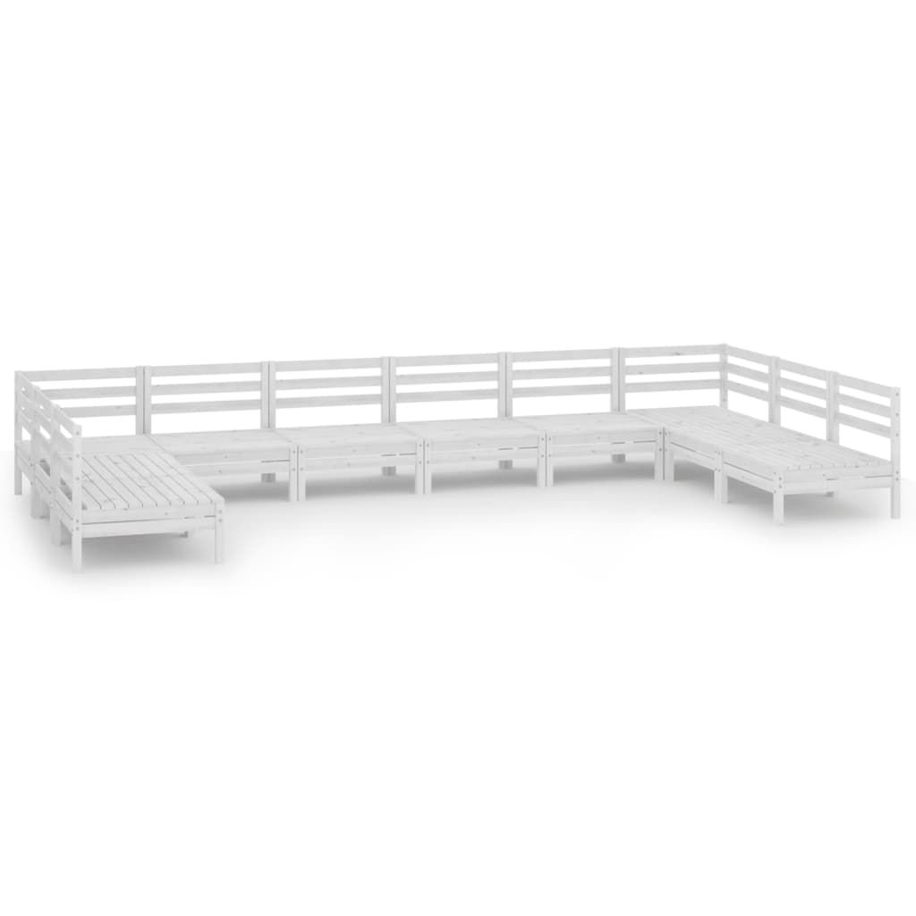 10-Delige Loungeset Massief Grenenhout Wit