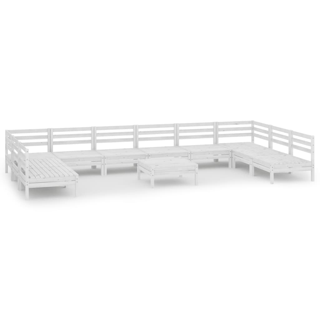 11-Delige Loungeset Massief Grenenhout Wit