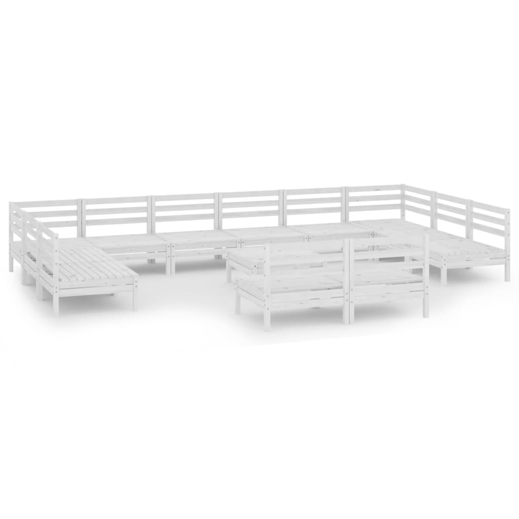 13-Delige Loungeset Massief Grenenhout Wit