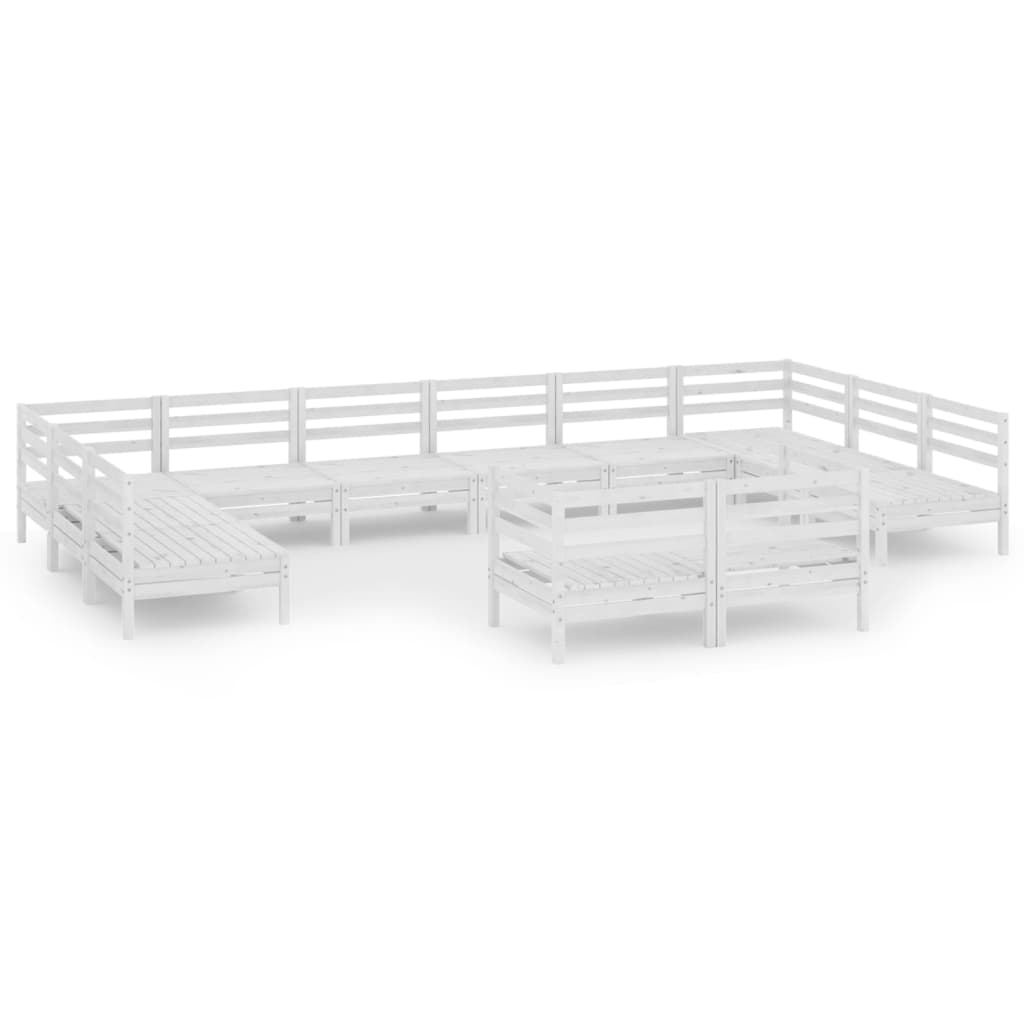12-Delige Loungeset Massief Grenenhout Wit