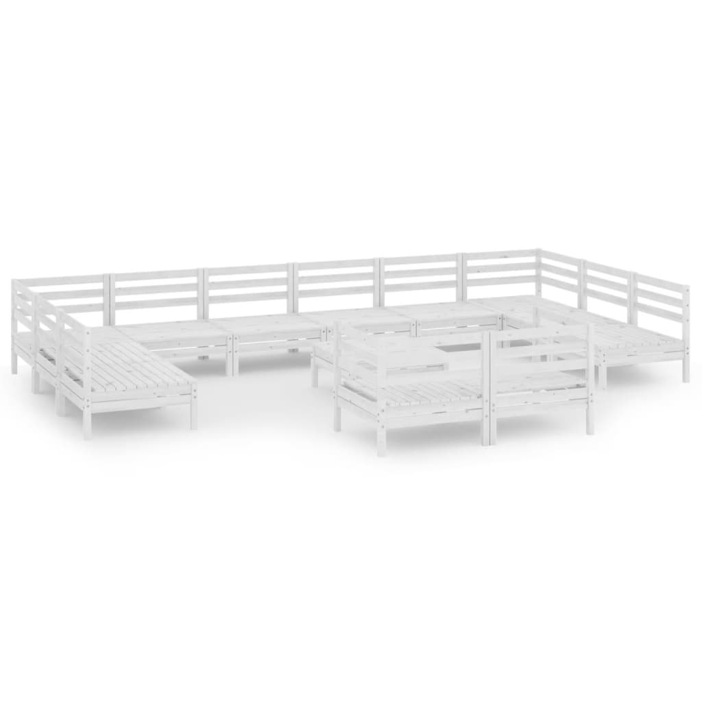 13-Delige Loungeset Massief Grenenhout Wit