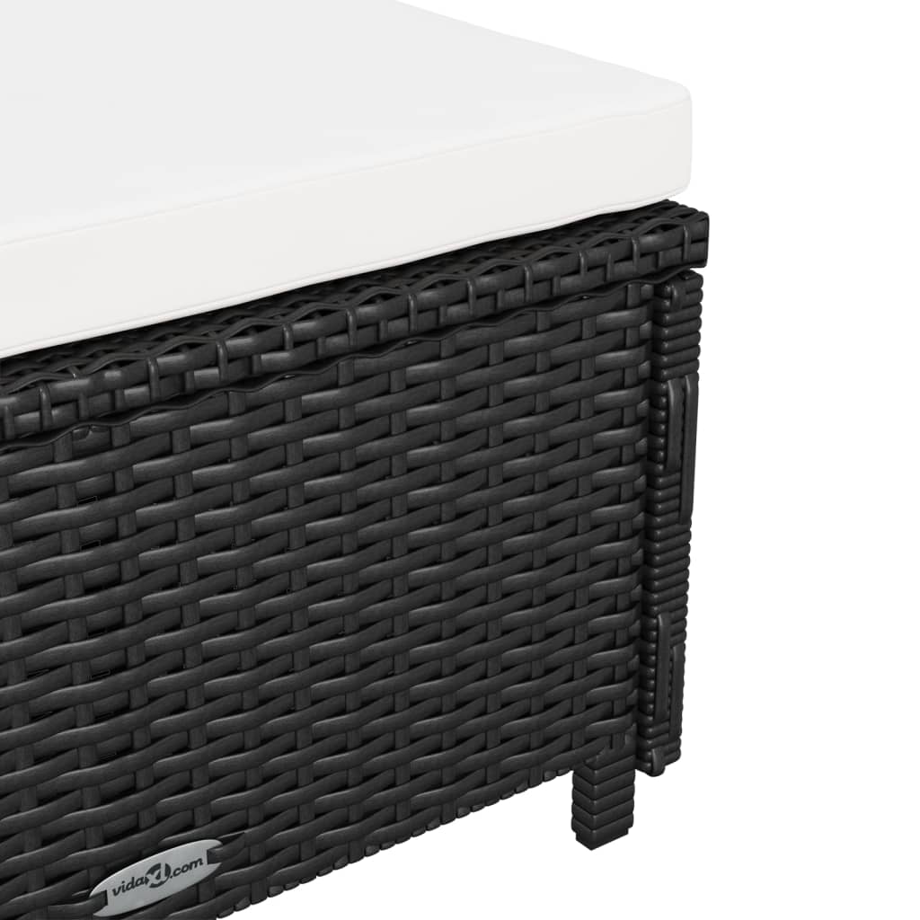 Ligbed Met Crèmewit Kussen Poly Rattan Zwart