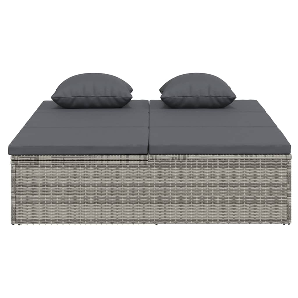 Ligbed Met Kussens Converteerbaar Poly Rattan Donkergrijs