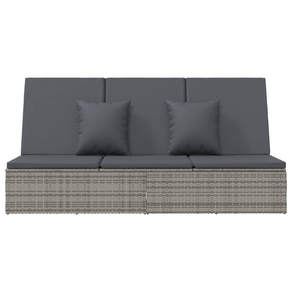 Ligbed Met Kussens Converteerbaar Poly Rattan Donkergrijs