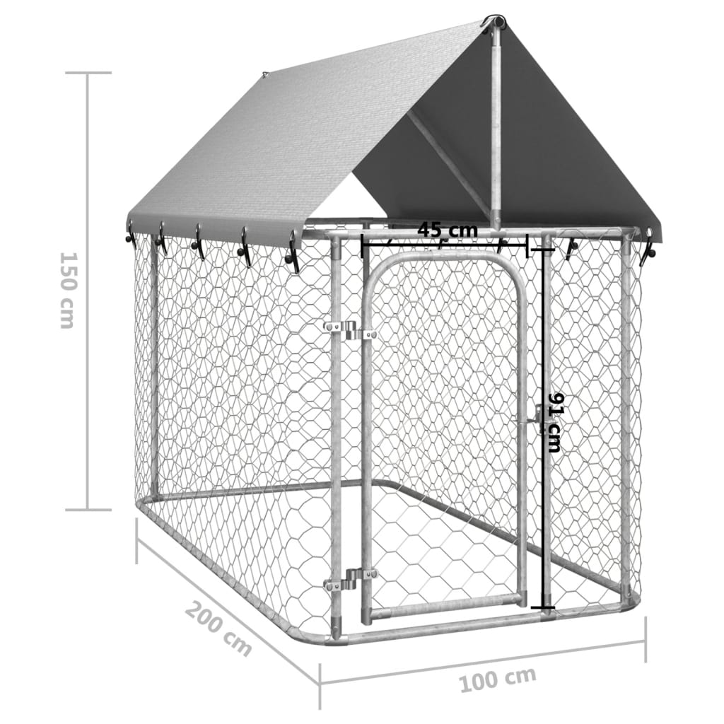 Hondenkennel Voor Buiten Met Dak 200X200X150 Cm