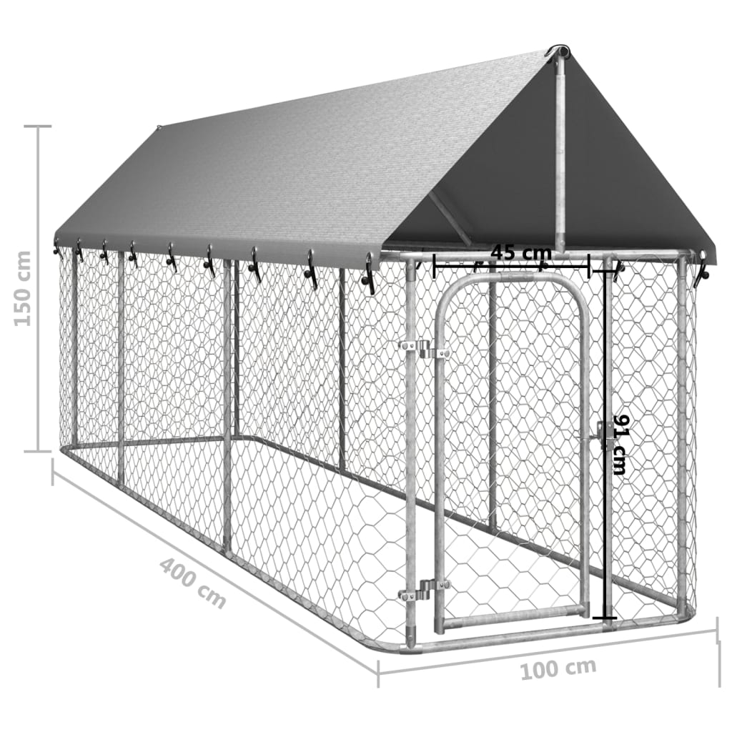 Hondenkennel Voor Buiten Met Dak 400X100X150 Cm