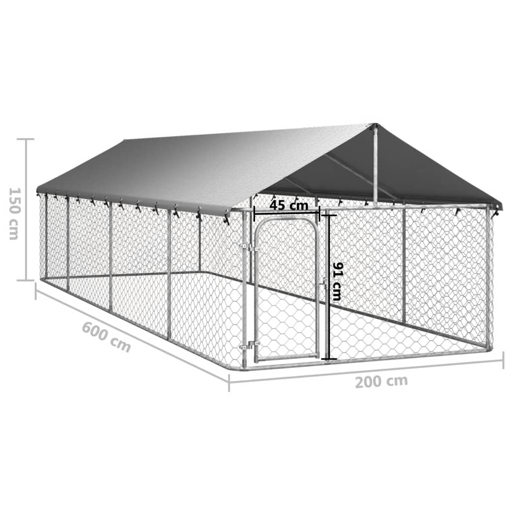 Hondenkennel Voor Buiten Met Dak 600X200X150 Cm