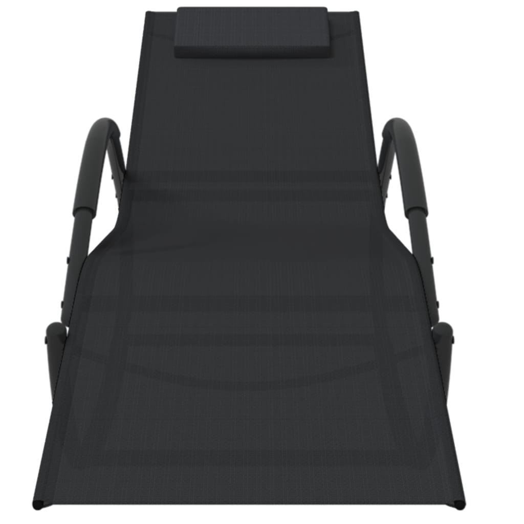 Sonnenliegen Swinging 2 St Stahl und Textilene Schwarz