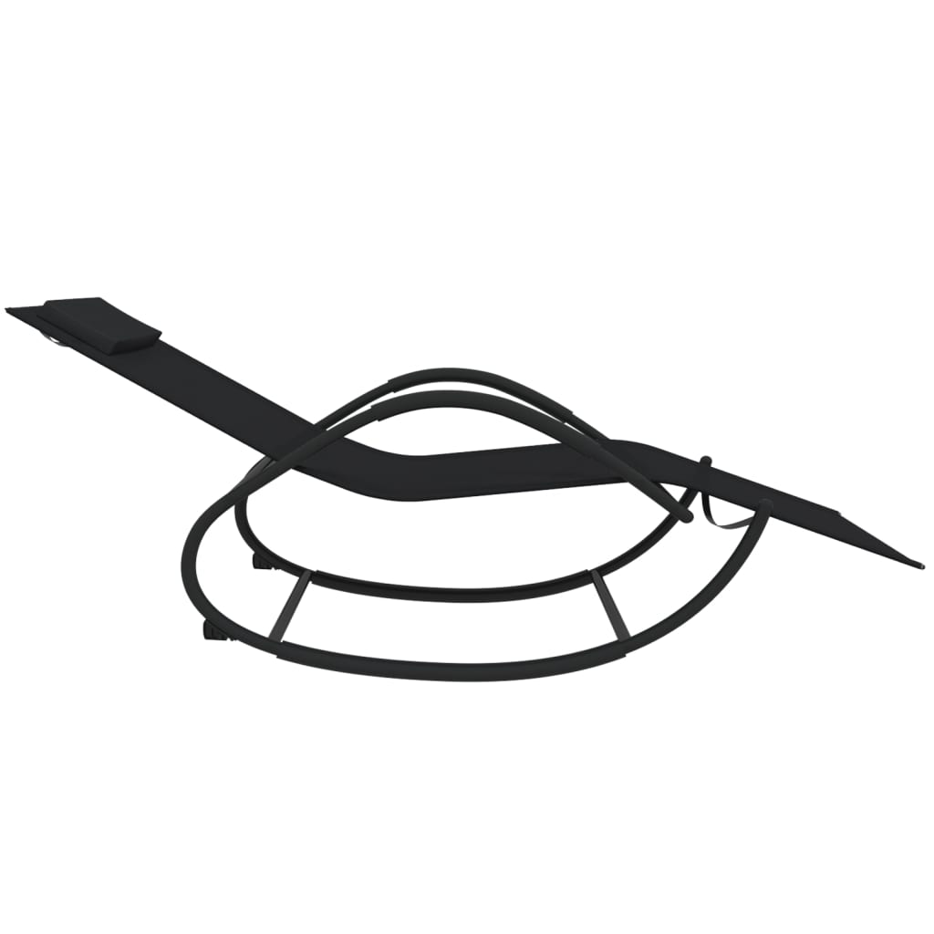 Sonnenliegen Swinging 2 St Stahl und Textilene Schwarz