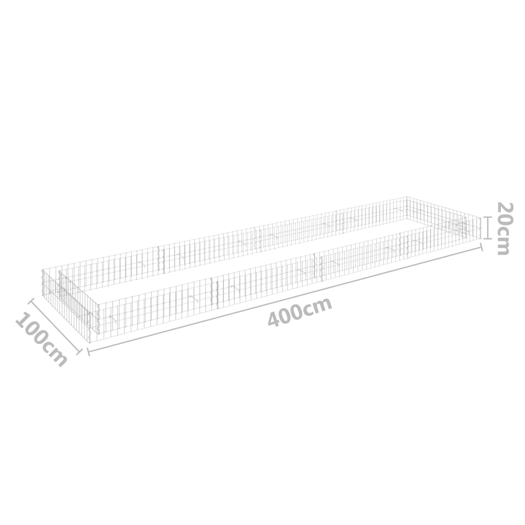 Gabion Plantenbak Verhoogd 400X100X20 Cm Gegalvaniseerd Staal