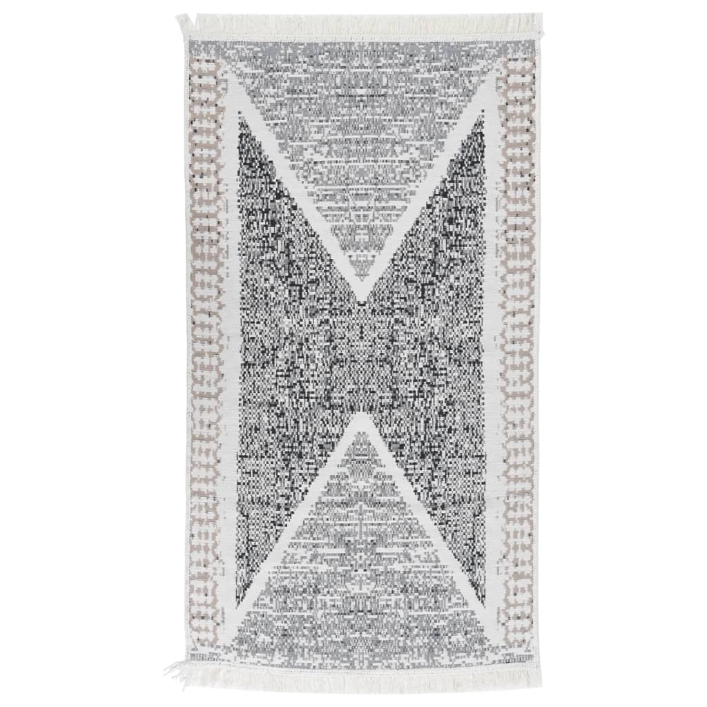 Vloerkleed 120X180 Cm Katoen Zwart En Grijs