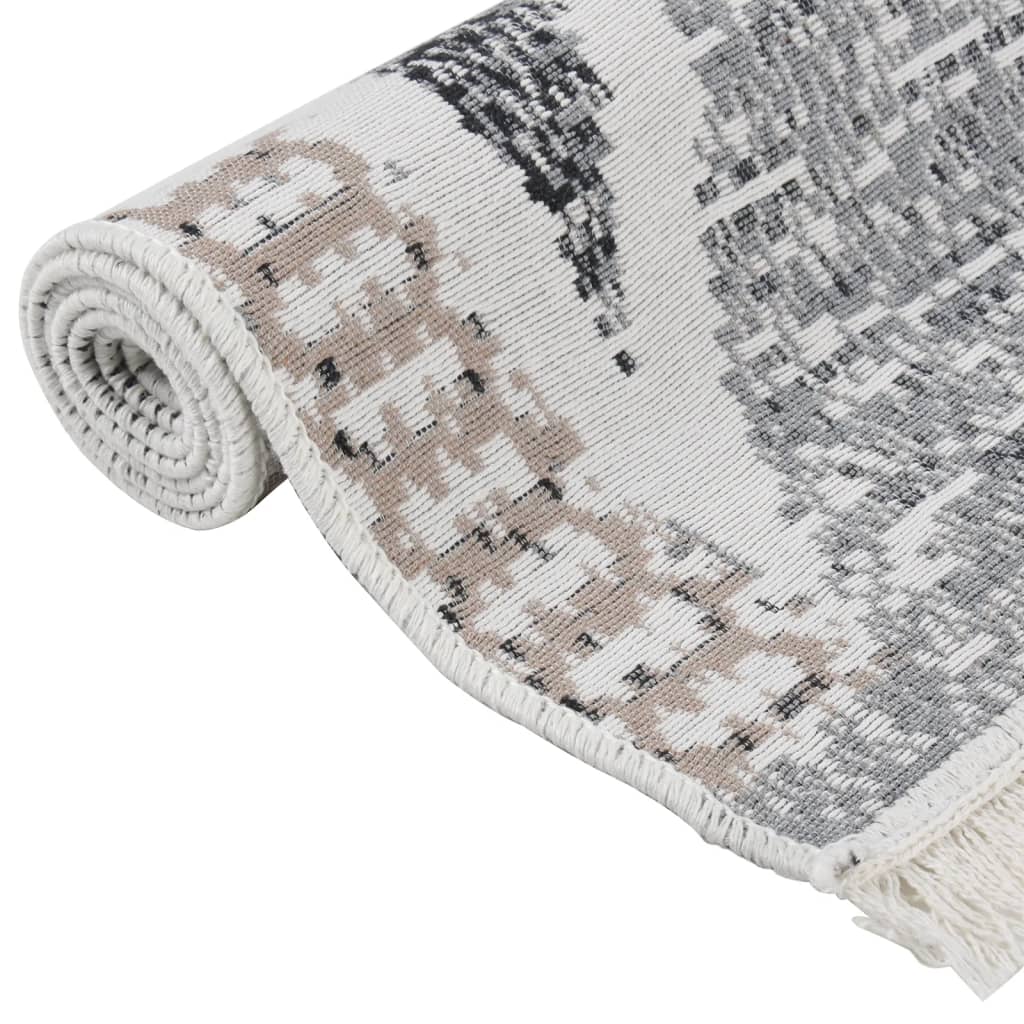 Vloerkleed 120X180 Cm Katoen Zwart En Grijs