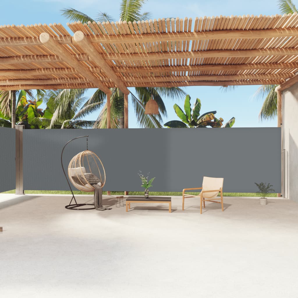 Tuinscherm Uittrekbaar 200X1200 Cm Antracietkleurig